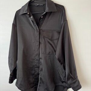 Zara Black Satin Mini Dress – Sleek Silhouette